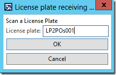 License plate receiving, step 1