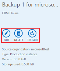 Backup and restore CRM online instance