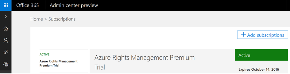 Activate Azure Rights Management subscription