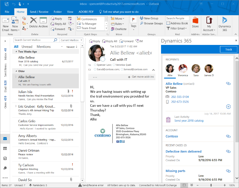 Email record in Outlook