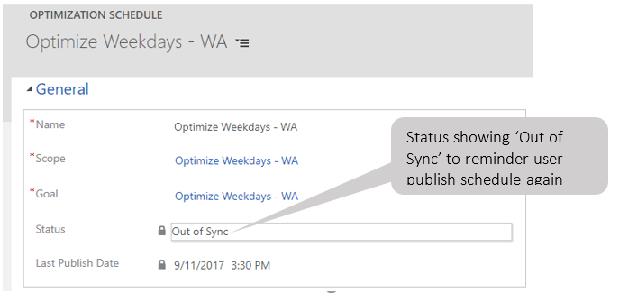 Out of Sync status to remind user to schedule publish again