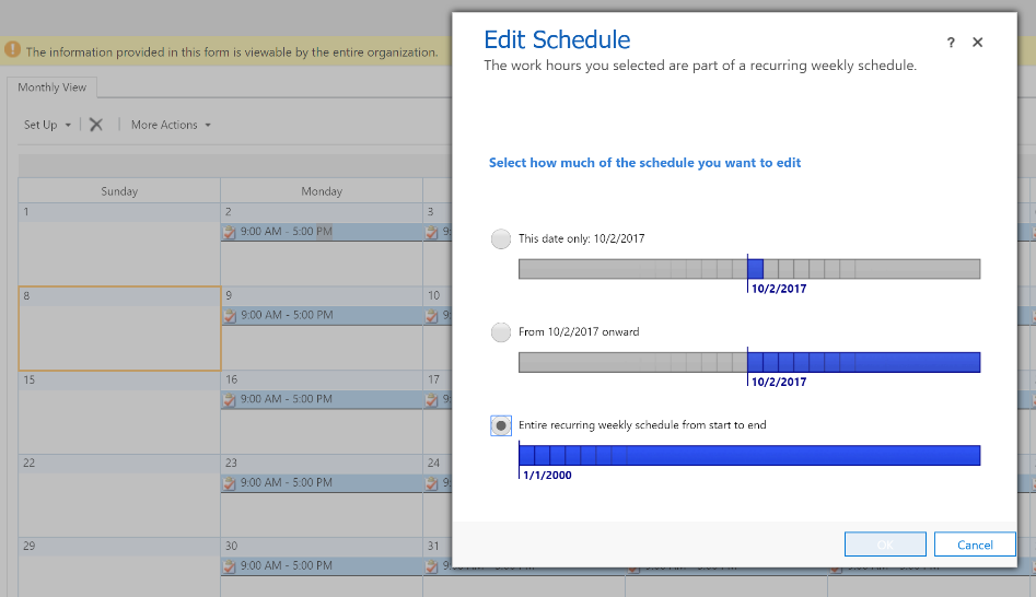 Edit the work hours of users