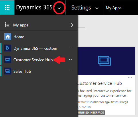 Launch Customer Service Hub app from Navigation