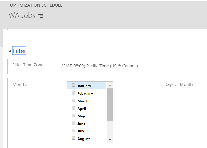 Add time zone setting on schedule filters