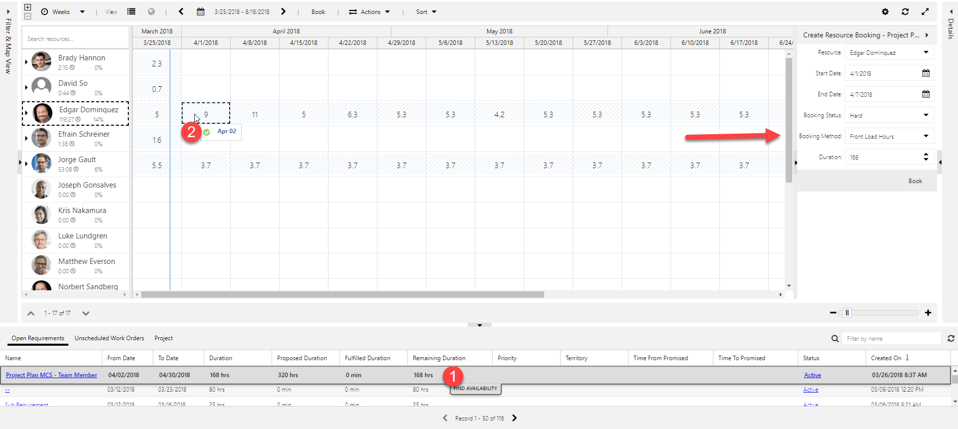 Booking panel when drag and drop scheduling on multiday schedule boards