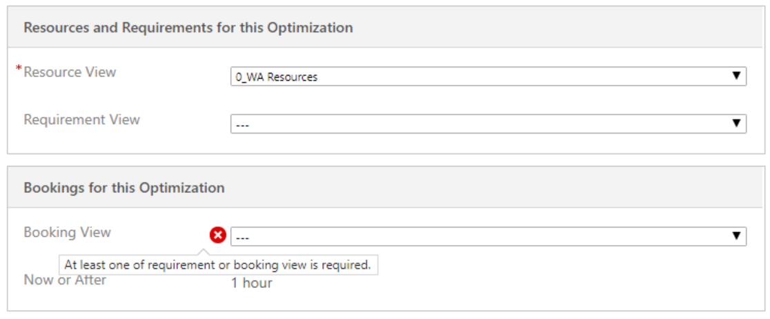 Select at least one booking view for what needs to be optimized