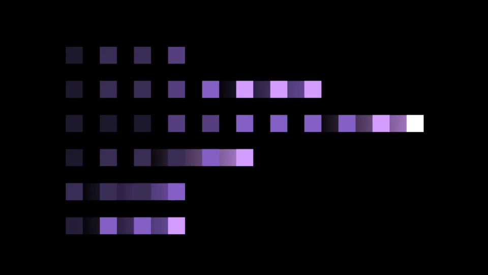 an image with a black background with purple squares.