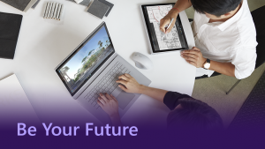 Be Your Future thumbnail showing two people working on their devices