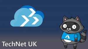 Bit the Raccoon standing next to the Azure Migrate logo