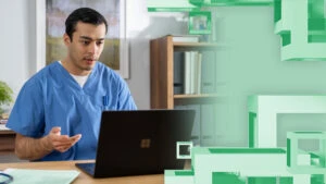 Healthcare employee using a computer