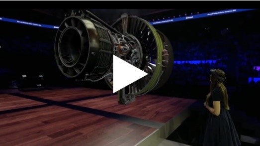 Screen grab from video of virtual reality display of a plane engine