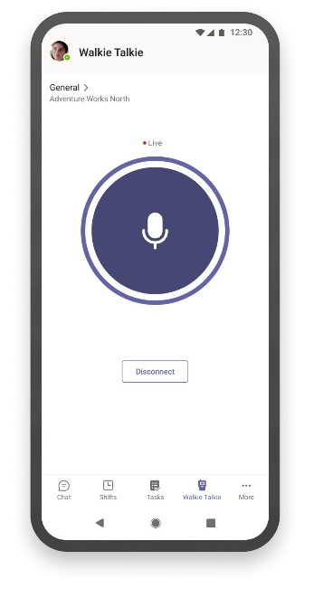 Frontline user experience, walkie talkie and tasks mobile views