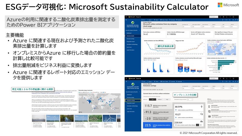 ESG データ可視化: Microsoft Sustainability Calculator