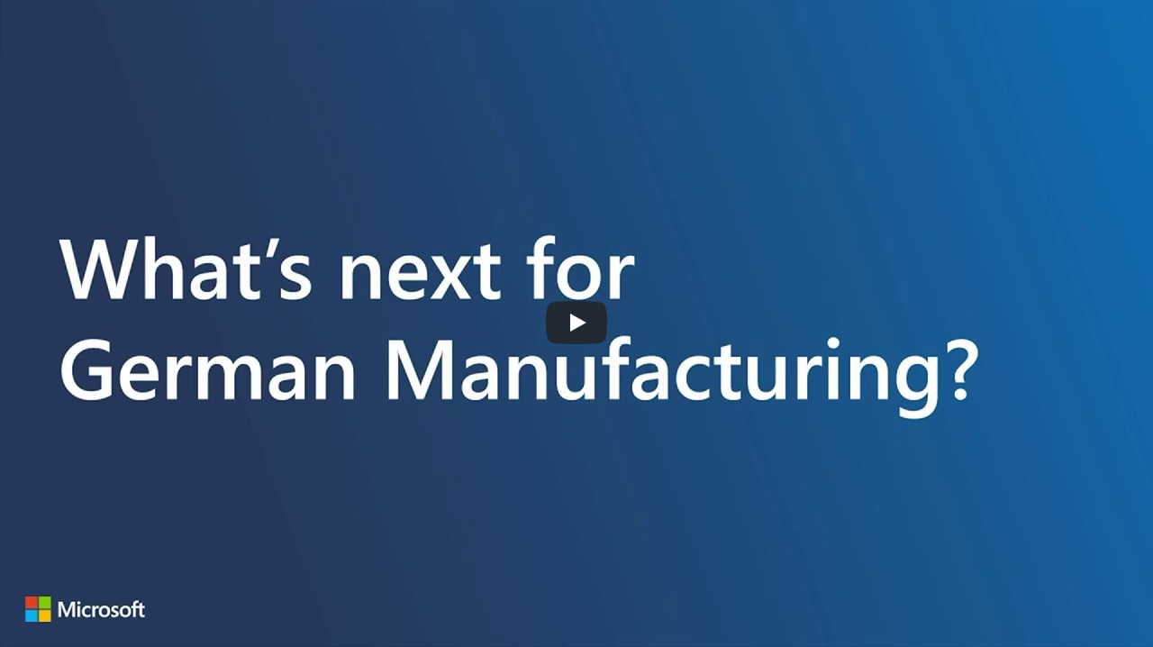 Screenshot eines Anfangsbildes eines Videos über das Thema "What's next for German Manufacturing?"
