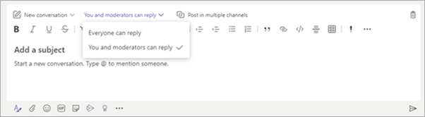 A screenshot of chat options from Microsoft Teams