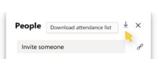 A screenshot of downloading attendance list from Microsoft Teams