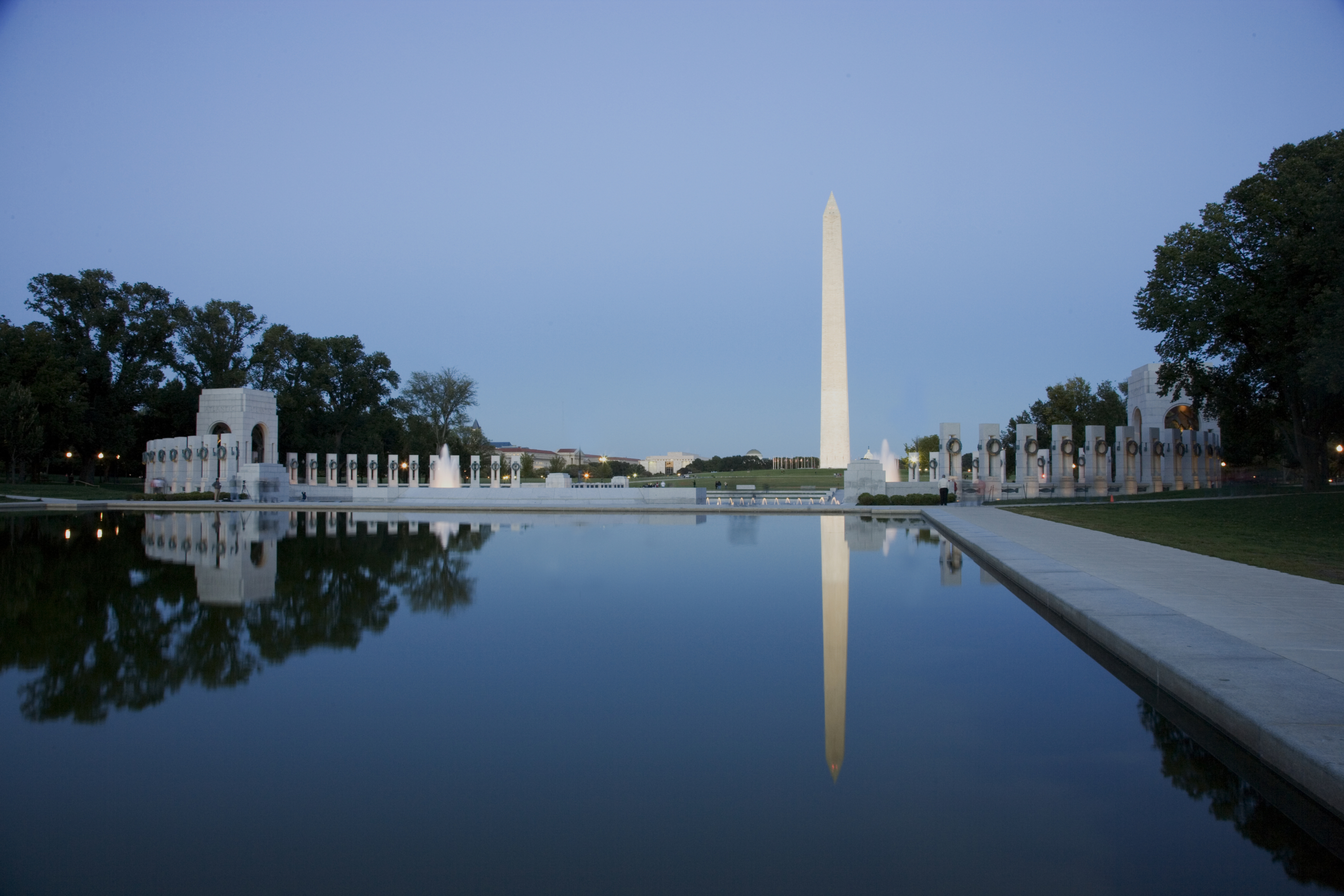 Reflecting Pool on the National Mall with the Washinton Monument.