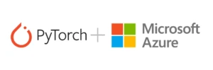 PyTorch logo with a plus sign next to Microsoft Azure logo