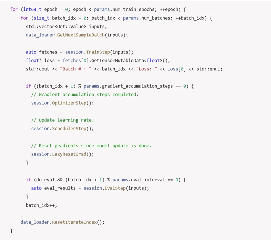 Simple training loop in C++