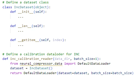 code snippet for dataloader