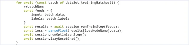 Code example of a simple training loop.