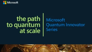 The path to quantum at scale; Microsoft Quantum Innovator Series” image of Quantum hardware chandelier