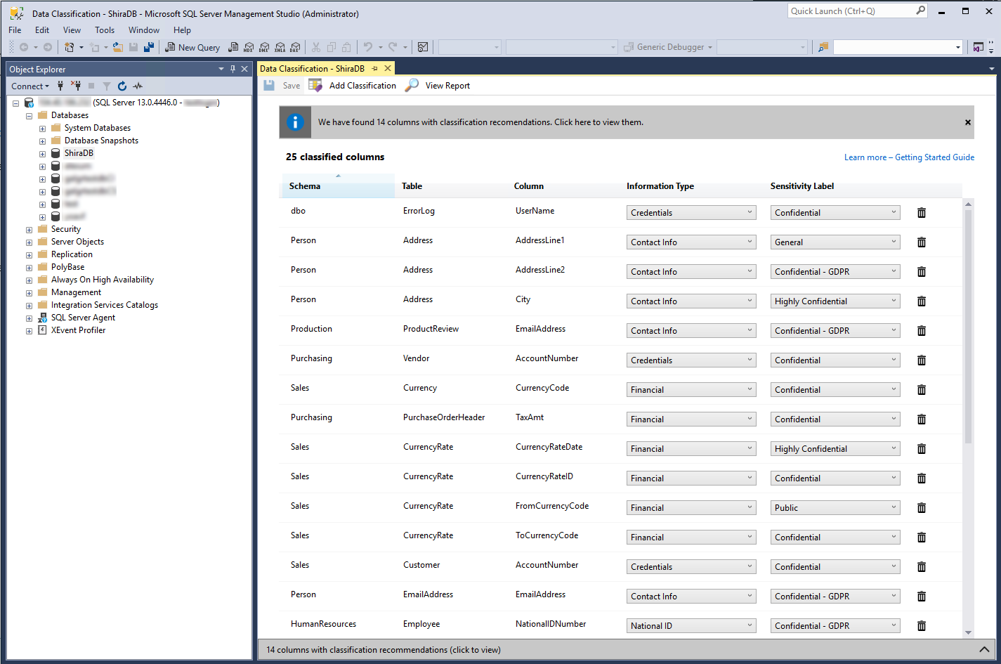 What's new in SSMS : Data Discovery and Classification - Microsoft SQL  Server Blog