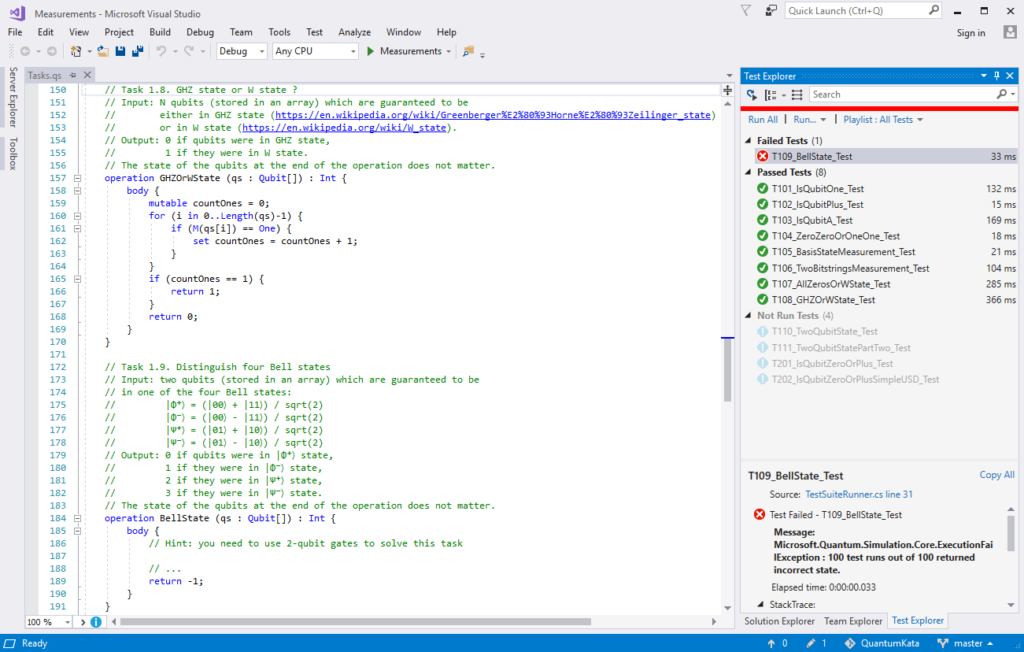 Working with the Quantum Katas in Visual Studio