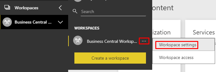 Open workspace settings