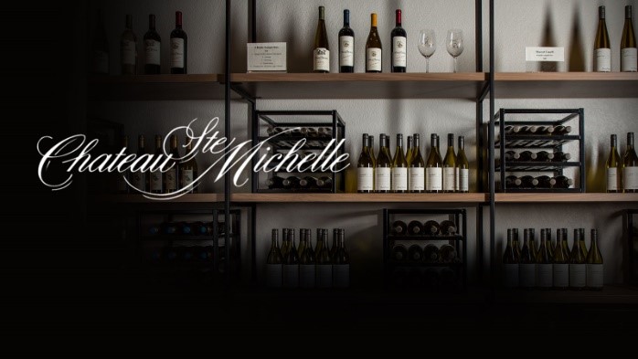 2) Chateau Ste. Michelle winery’s wine on shelves.