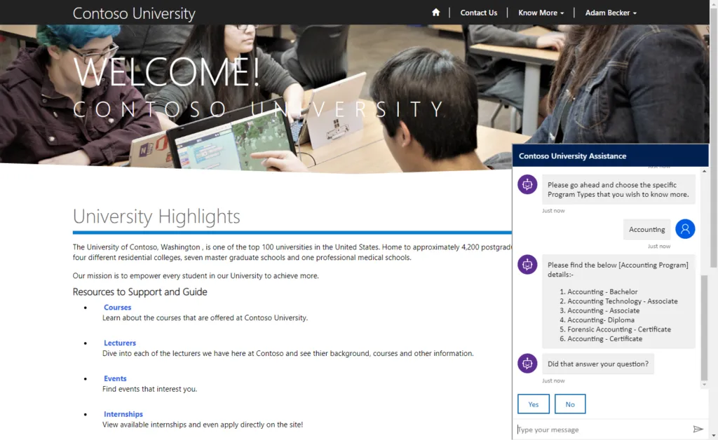 The Higher Education Accelerator includes a new student engagement bot and portal experience.