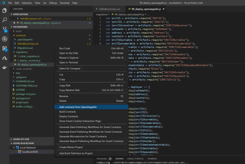 a screenshot of OpenZepplin extension