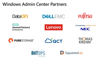 List of Windows Admin Center partners and their logos