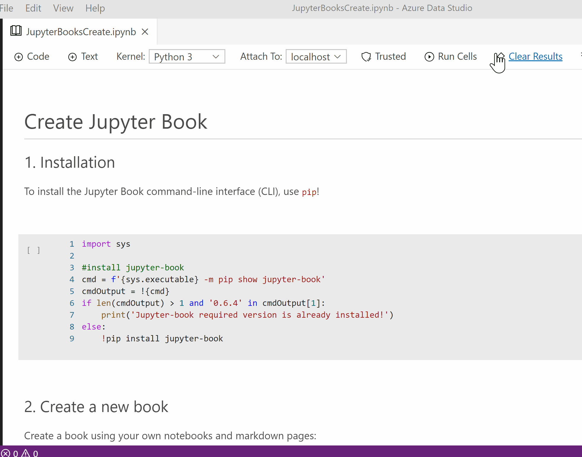 Creating a Jupyter Book.