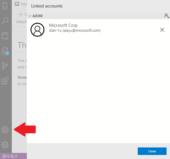 screenshot of Azure account icon in activity bar