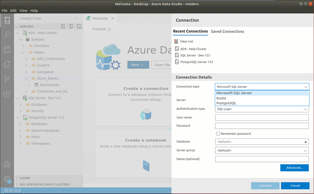 Azure Data Explorer connectivity support in Azure Data Studio
