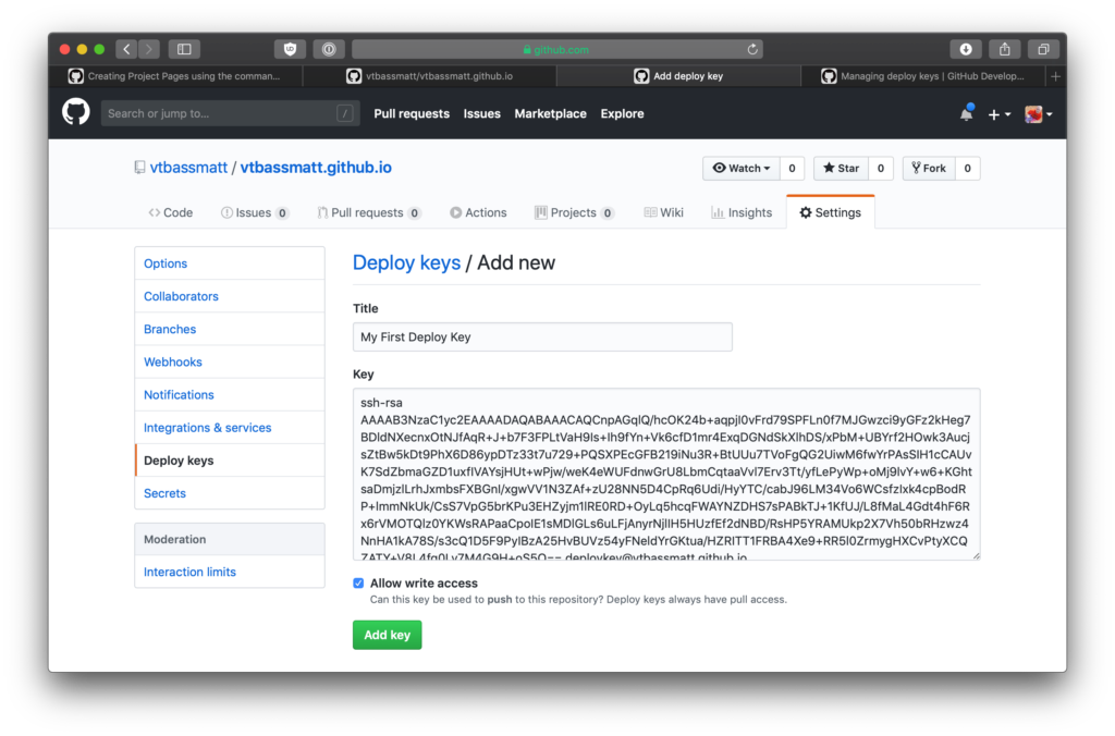 3. Generate your deploy key screenshot