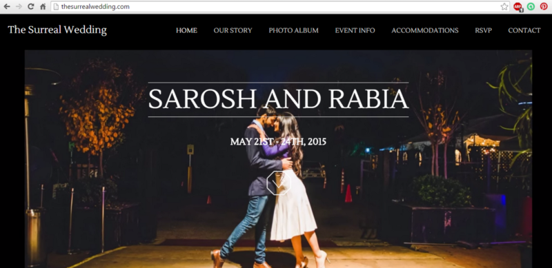 Wedding website created by student