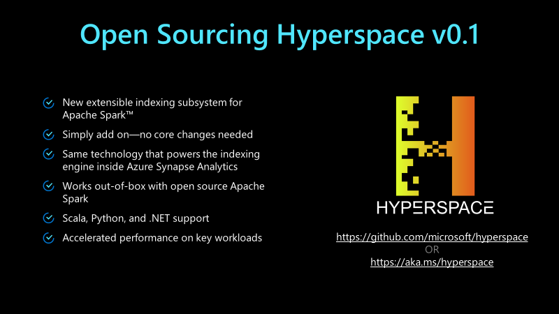 Hyperspace slide with an overview of project features