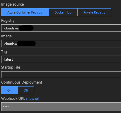 a screenshot of azure container registry