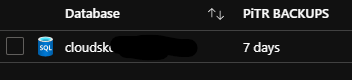 SQL Azure Pitr Backups screenshot