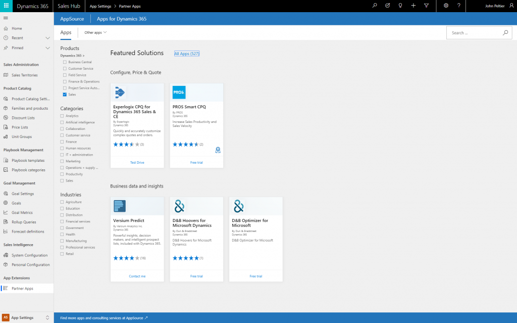 Configure-price-quote (CPQ) partner solution apps on AppSource.