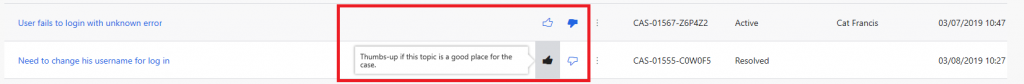 Give feedback to cases in a topic