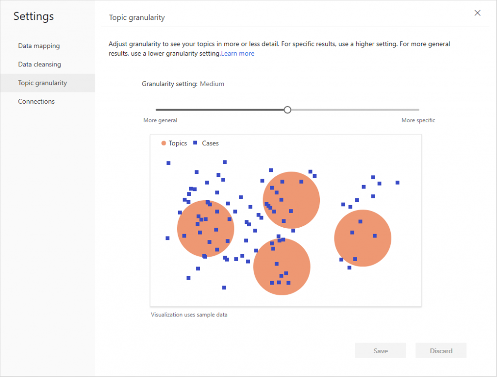 Screenshot showing granularity page