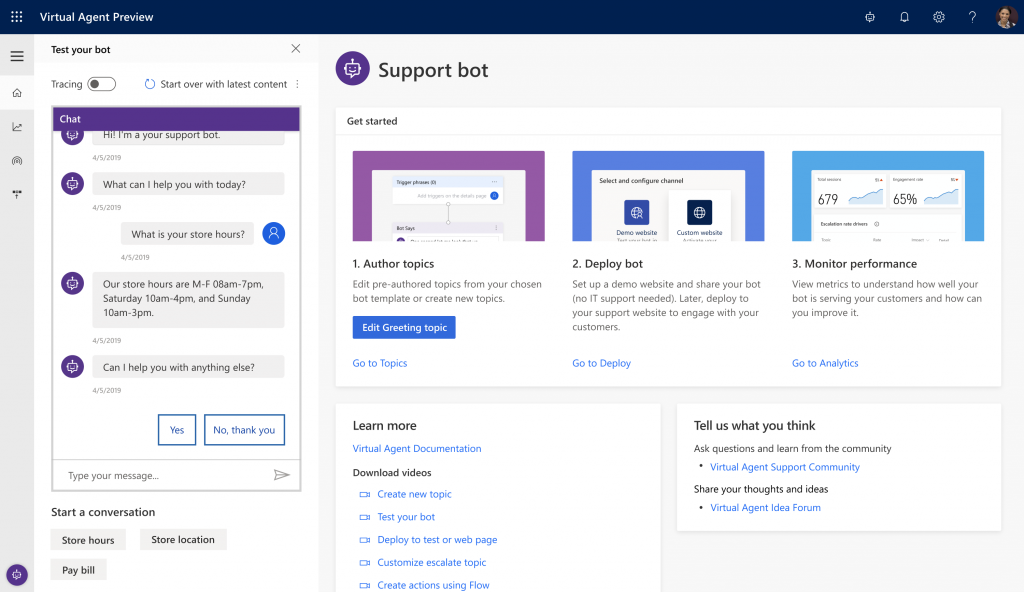 Dynamics 365 Virtual Agent for Customer Service