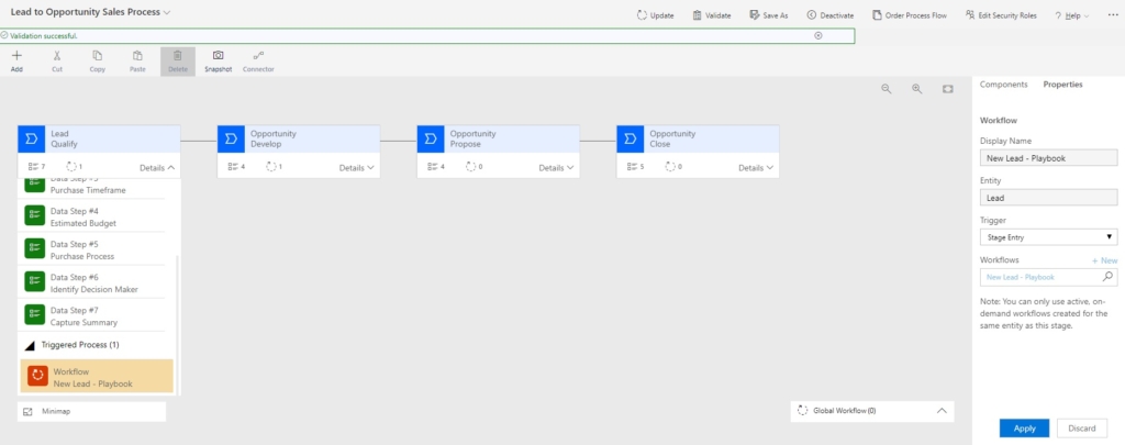 Trigger playbook launch from business process flow