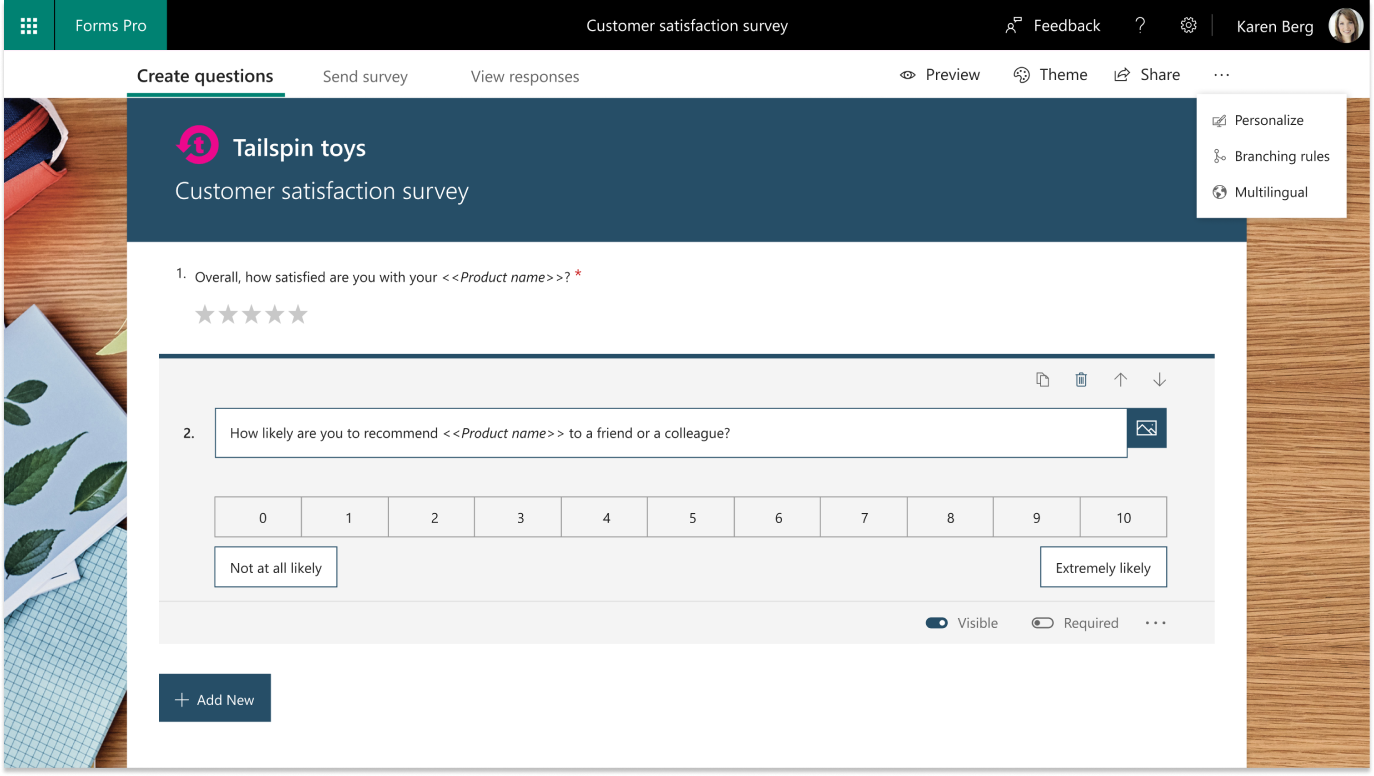 Create branded surveys with customized questions
