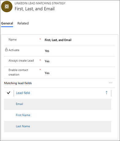 LinkedIn matching strategy settings