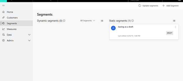 an image showing a static segment with the status of Draft