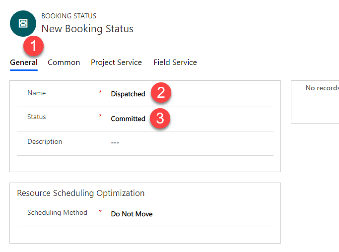 Showing creating booking status with a name of "scheduled" and setting the core status to committed